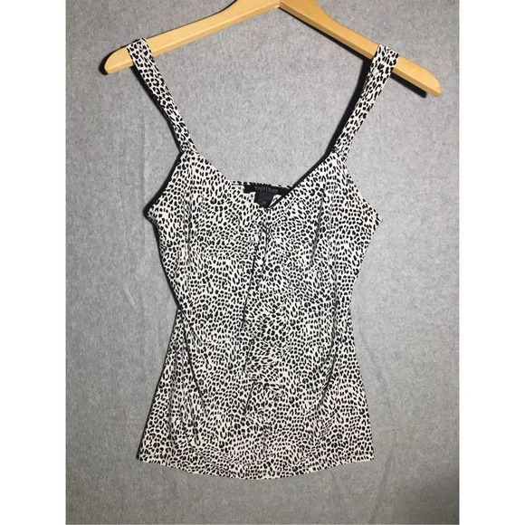 Lot of 3 Womens WHBM Tank Top Black and White Abstract Ruffles Casual Date Night - Picture 2 of 10